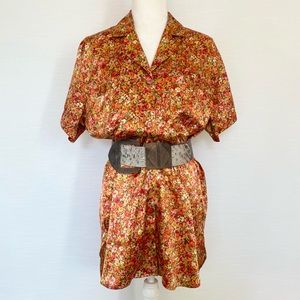 90s Victoria’s Secret Silky Satin Ditsy Floral Vintage Nightshirt Pajama Top